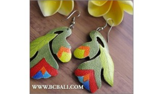 Balinese Earrings Carving Painting Wooden Bali